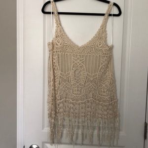 Mystree Women Crochet Tank with Fringe